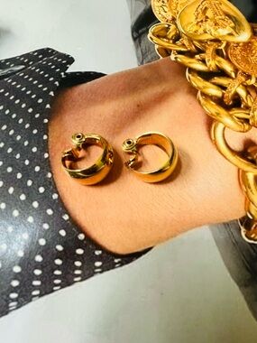 Monet vintage Gold Tone Dome Clip-On Earrings